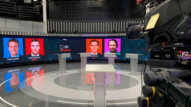 El plató en el que se celebrará el debate electoral de TVE