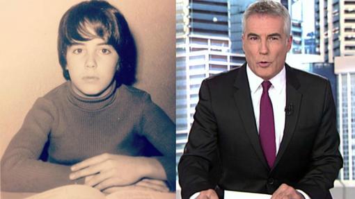 David Cantero de niño y en la actualidad en Informativos Telecinco