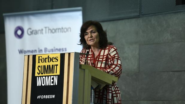 Carmen Calvo, durante su intervención en el Forbes Summit Women