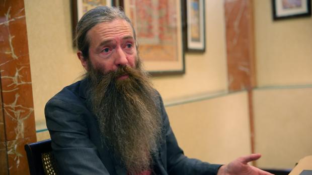 Aubrey de Grey , durante su visita a Madrid