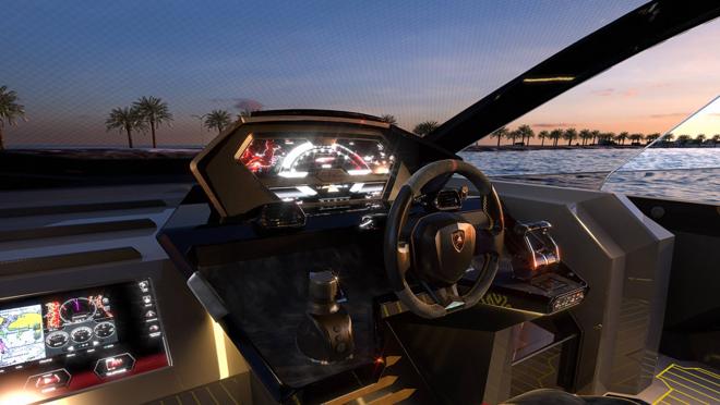 Imagen del increíble panel de control del nuevo yate de Lamborghini