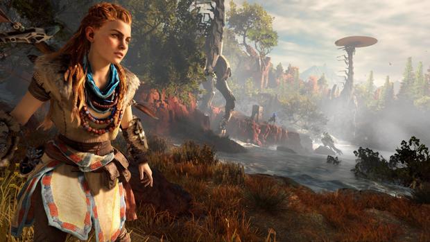 Captura del videojuego en donde aparece Aloy, personaje principal