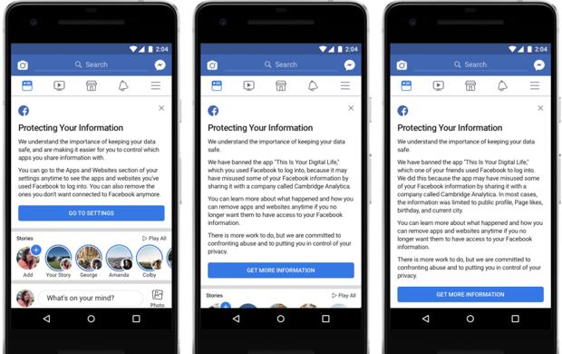 Facebook ya ha empezado a lanzar mensajes a sus usuarios