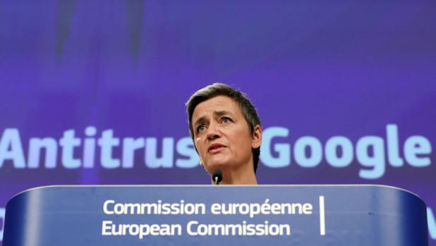 Margrethe Vestager, comisaria de Competencia, durante la rueda de prensa