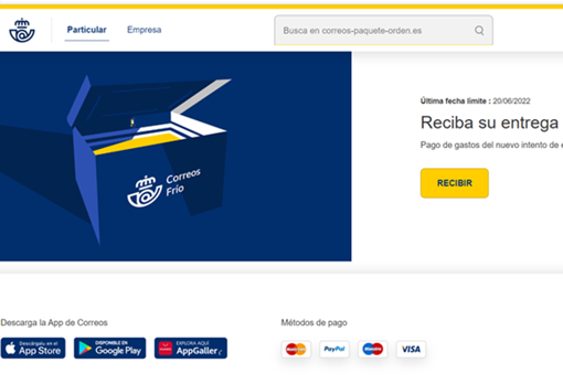 Otra página web maliciosa en la que suplantan a Correos dentro de esta campaña